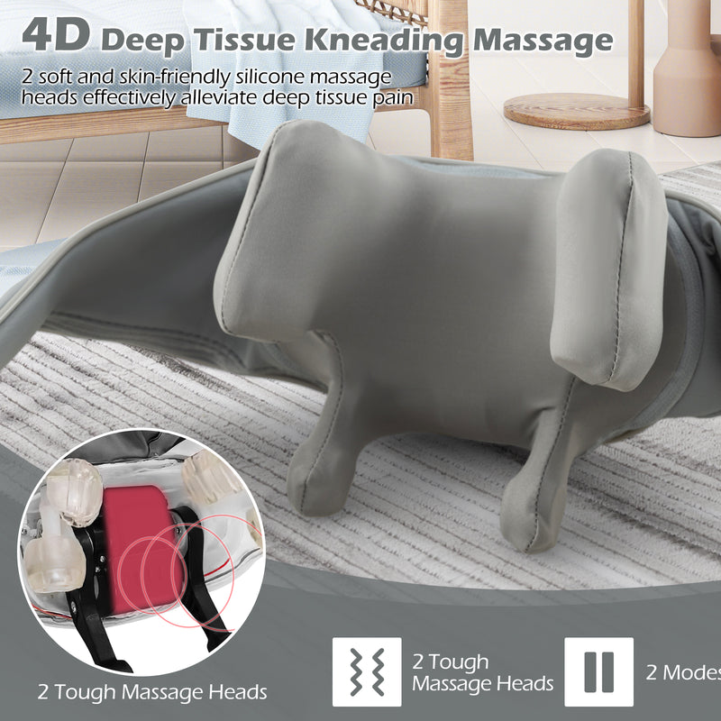 Neck Shoulder Massager 4D Deep Tissue Kneading Shiatsu Massage Machine-Gray