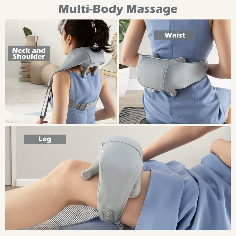 Neck Shoulder Massager 4D Deep Tissue Kneading Shiatsu Massage Machine-Gray