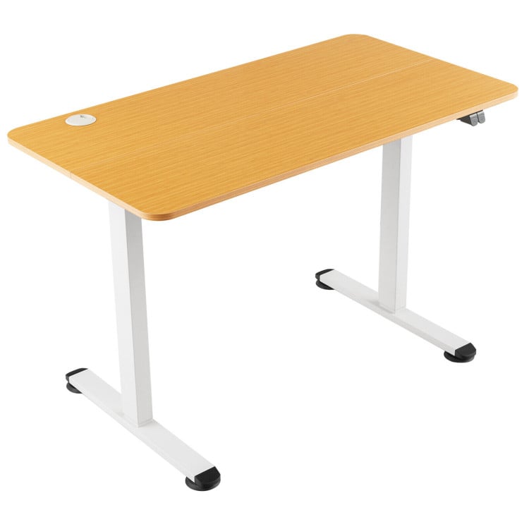 Office Set with 5-Tier Bamboo Ladder Shelf and Electric Standing Computer Desk