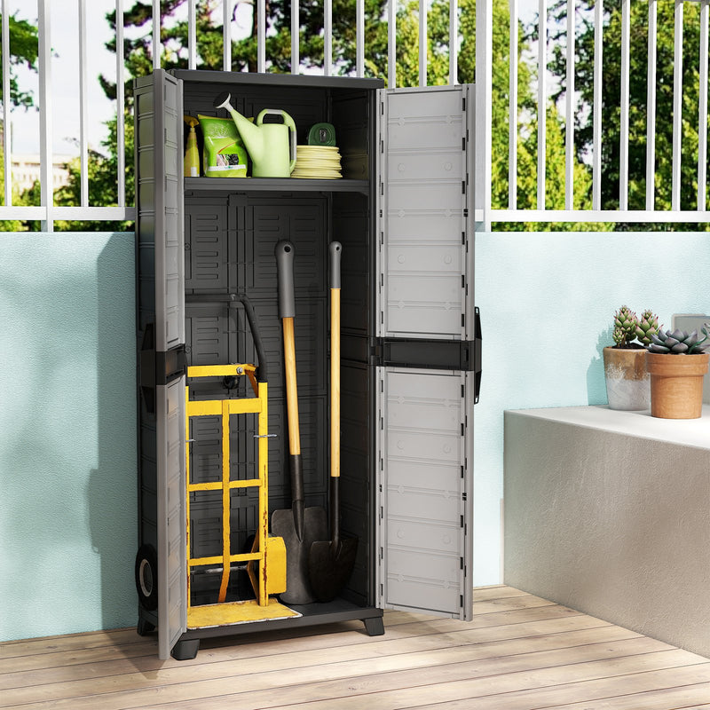 Plastic Lockable Storage Cabinet with Doors and 3 Adjustable Shelves