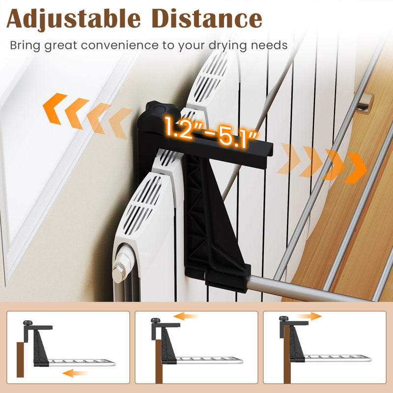 Portable Clothes Drying Rack Extendable Radiator Clothes Airer with Ro