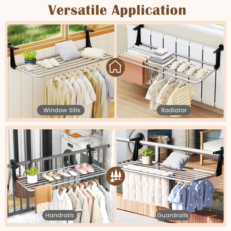 Portable Clothes Drying Rack Extendable Radiator Clothes Airer with Ro