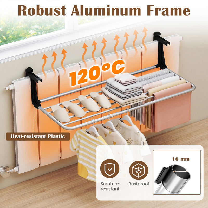 Portable Clothes Drying Rack Extendable Radiator Clothes Airer with Ro