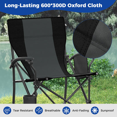 Portable Folding Oxford Cloth Camping Chair with Cup Holder and Side Pocket-Grey