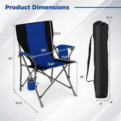 Portable Folding Oxford Cloth Camping Chair with Cup Holder and Side Pocket-Navy