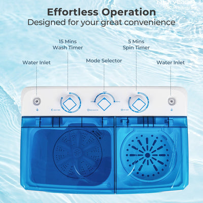Portable Washing Machine with Built-in Drain Pump-Blue