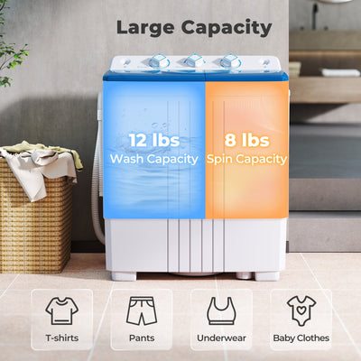 Portable Washing Machine with Built-in Drain Pump-Blue