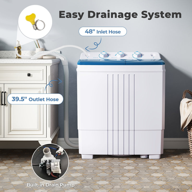 Portable Washing Machine with Built-in Drain Pump-Blue
