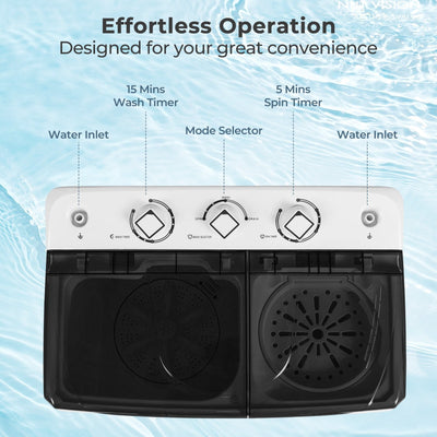 Portable Washing Machine with Built-in Drain Pump-Black