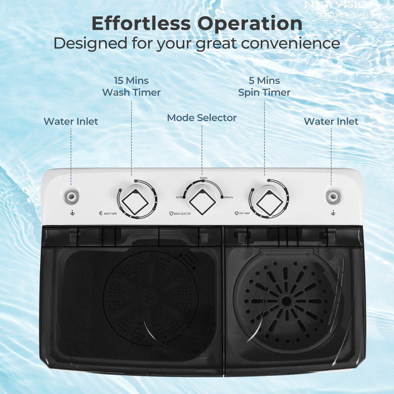 Portable Washing Machine with Built-in Drain Pump-Black