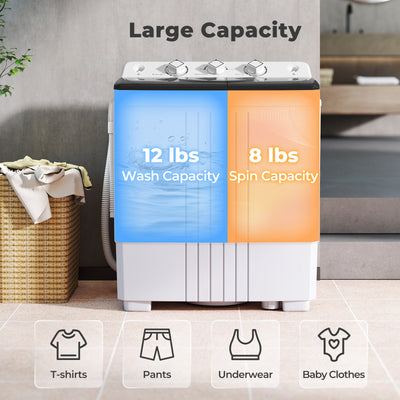 Portable Washing Machine with Built-in Drain Pump-Black