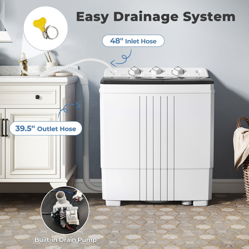 Portable Washing Machine with Built-in Drain Pump-Black