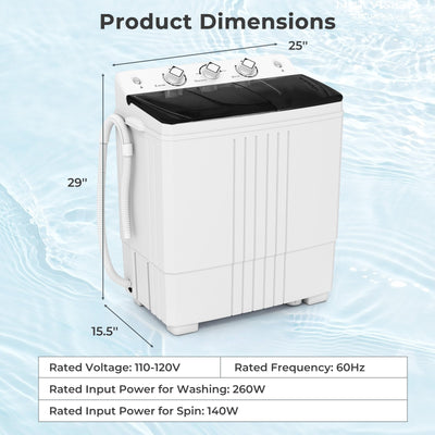 Portable Washing Machine with Built-in Drain Pump-Black