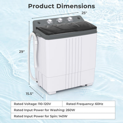 Portable Washing Machine with Built-in Drain Pump-Gray