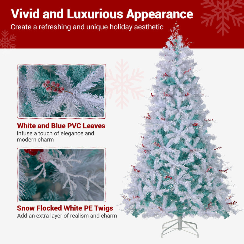 Pre-Lit Artificial Christmas Tree with Snow Flocked Branch Tips-M