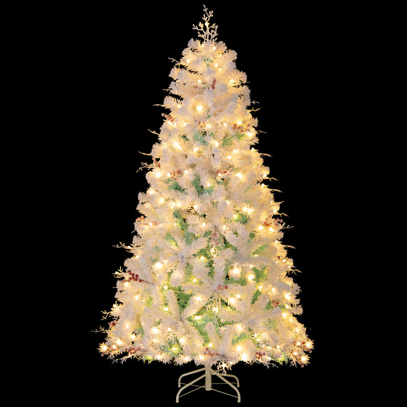 Pre-Lit Artificial Christmas Tree with Snow Flocked Branch Tips-S
