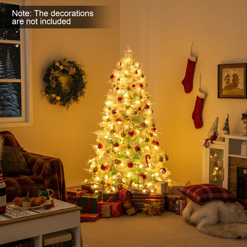 Pre-Lit Artificial Christmas Tree with Snow Flocked Branch Tips-S