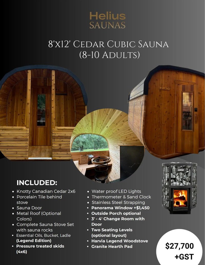 8XI2‘ CEDAR CUBIC SAUNA(8-10 ADULTS) HELIUS