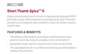 Enovis - Short Thumb Spica II, Hand based Brace