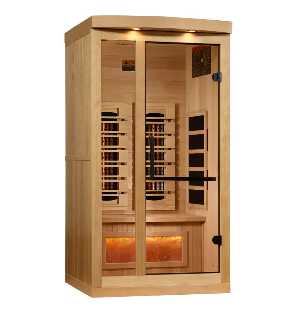 Pre Order February 2026 - GDI- NEW 2025 1 Person Sauna Reserve Edition Near Zero EMF Far Infrared, Full Spectrum with Himalayan Salt Bar (Hemlock) GDI-8010-03