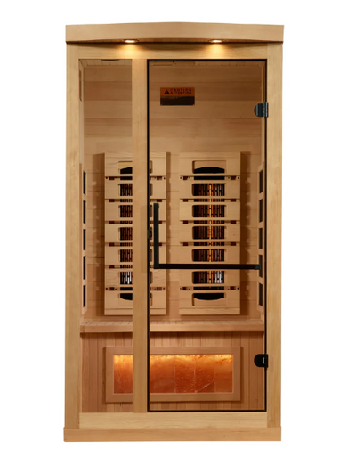 Pre Order February 2026 - GDI- NEW 2025 1 Person Sauna Reserve Edition Near Zero EMF Far Infrared, Full Spectrum with Himalayan Salt Bar (Hemlock) GDI-8010-03