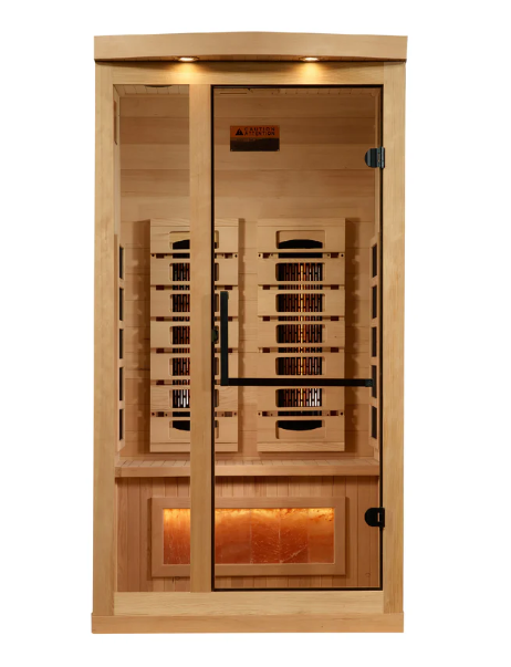 Pre Order February 2026 - GDI- NEW 2025 1 Person Sauna Reserve Edition Near Zero EMF Far Infrared, Full Spectrum with Himalayan Salt Bar (Hemlock) GDI-8010-03