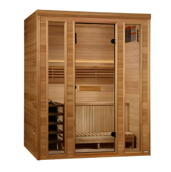 *GDI- New 2025 "Andermatt Edition" 3 Person Traditional Steam Sauna - Pacific Premium Clear Cedar (GDI-7030-01)