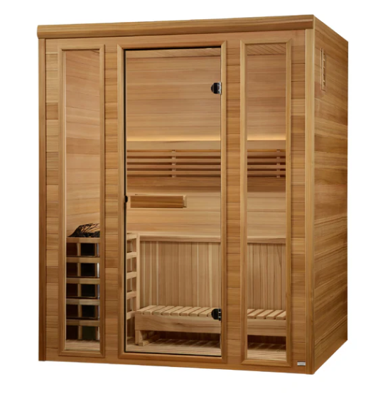 *GDI- New 2025 "Andermatt Edition" 3 Person Traditional Steam Sauna - Pacific Premium Clear Cedar (GDI-7030-01)