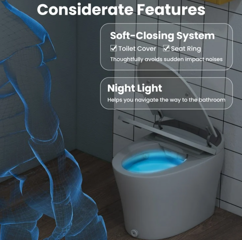 Smart Toilet New 2025 One-Piece Smart 1.16 GPF Elongated Bidet, Toilet Seat with Night Light 27.17" x 16.61" x 18.43"