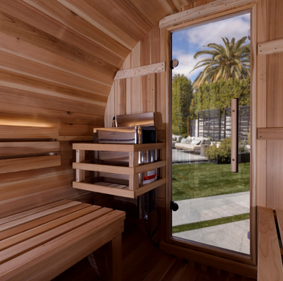 Mega Sale - Golden Designs "Zurich" 4 Person Barrel with Bronze Privacy View Traditional Sauna (GDI-B024-01)