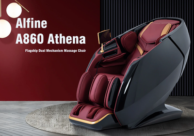 Mega Sale- Alfine A860 Athena - SL Track 4D+3D Dual Mechanism Roller - Hybrid Flex Stretch - Intelligent Health Detection - Calf Kneading - Zero Gravity Massage Chair
