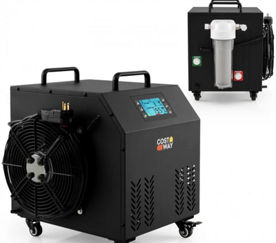 Holiday Sale- Chiller + Cold Plunge Combo Package! Costway- Fully Loaded Cold Plunge Chiller With App Control And Filtration System & Costway- XL 129 Gal Oval Ice Bath Tub with Cover