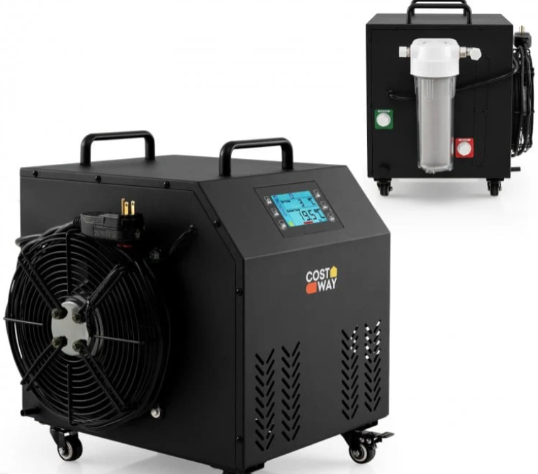 Holiday Sale- Chiller + Cold Plunge Combo Package! Costway- Fully Loaded Cold Plunge Chiller With App Control And Filtration System & Costway- XL 129 Gal Oval Ice Bath Tub with Cover