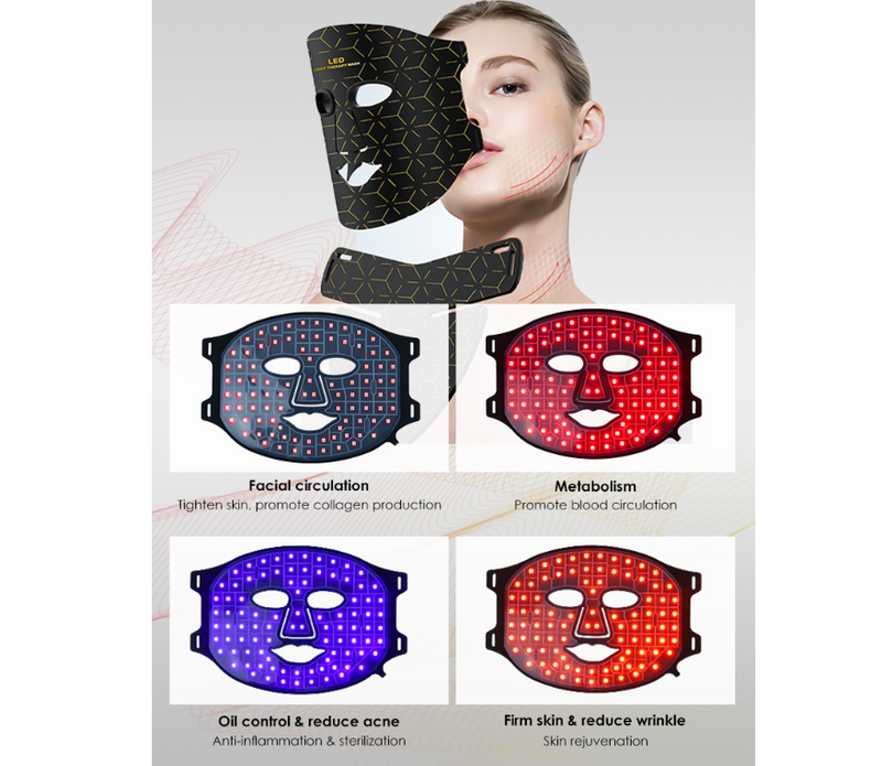 Biomol- Red Light Therapy Face Mask with 4 Led Colour for your Radiant Skin with remote and 1 year warranty