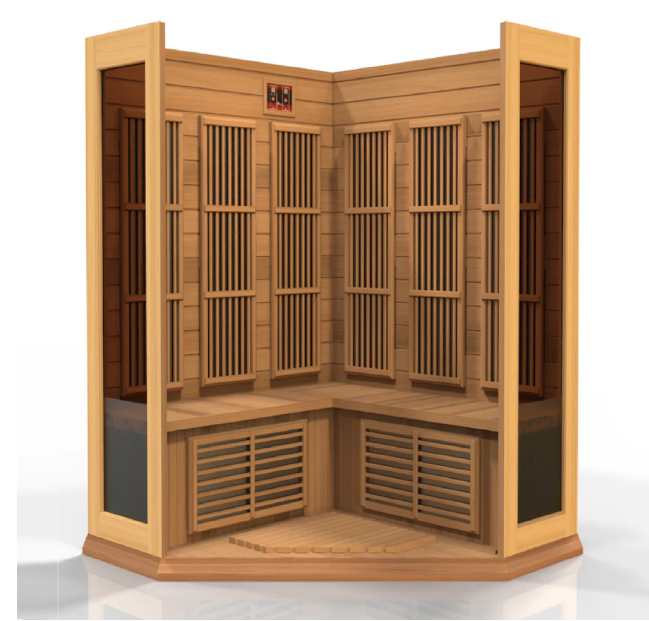 *GDI - Maxxus 3 Person Corner Sauna *Near Zero EMF FAR Infrared Sauna - Canadian Hemlock (MX-K356-01-ZF HEM)