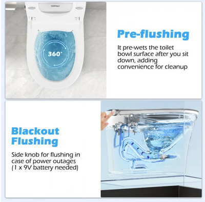Smart Toilet New 2025 Elongated Smart Bidet Toilet Heated Seat & Dryer, Auto Sensor Night Light, Self Cleaning 26.9" x 15.8" x 18.5"