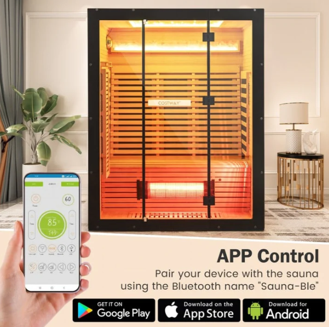 Cyber Monday Combo Deal – Costway 3-4 Person Full Spectrum Low EMF Sauna with Red Light & Himalayan Salt Bar + Costway JL10029WL Zero Gravity SL-Track Massage Chair with Heat + NeuroVizr Brain Training Device + Pulsetto Vagus Nerve Stimulator