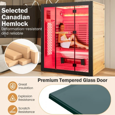 Cyber Monday Combo Deal – Costway 3-4 Person Full Spectrum Low EMF Sauna with Red Light & Himalayan Salt Bar + Costway JL10029WL Zero Gravity SL-Track Massage Chair with Heat + NeuroVizr Brain Training Device + Pulsetto Vagus Nerve Stimulator