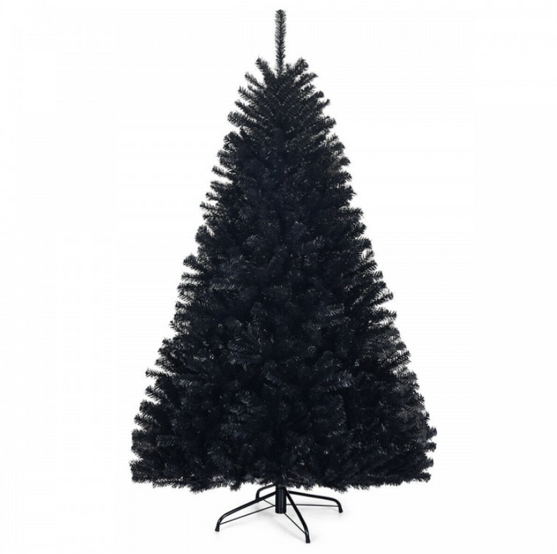 MEGA SALE - 6Ft Realistic Hinged Artificial Black Christmas Tree - Easy Assembly