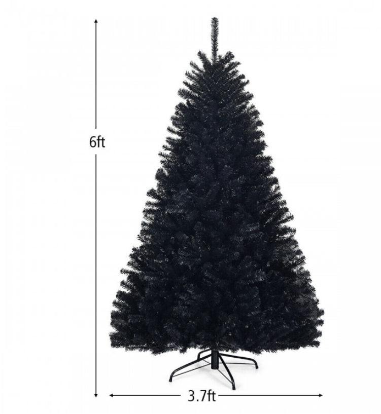MEGA SALE - 6Ft Realistic Hinged Artificial Black Christmas Tree - Easy Assembly