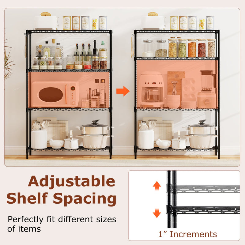 Set of 2 4-Tier Metal Storage Shelving Unit with V-Shaped Wire Rack an