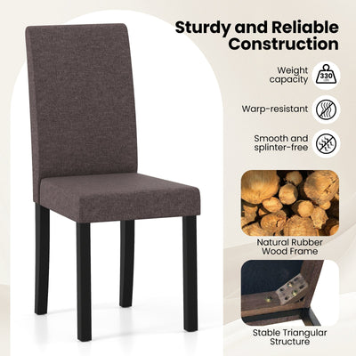 Set of 2 Dining Chair Mid-Century Modern Fabric Upholstered Parson Chairs-Brown