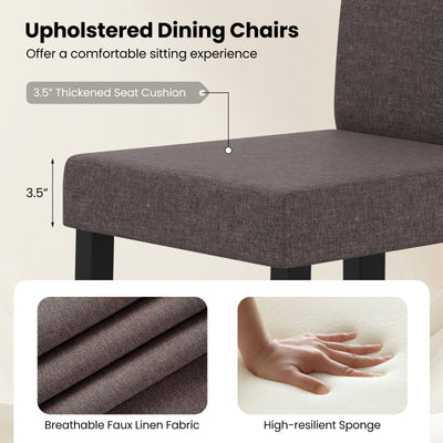 Set of 2 Dining Chair Mid-Century Modern Fabric Upholstered Parson Chairs-Brown