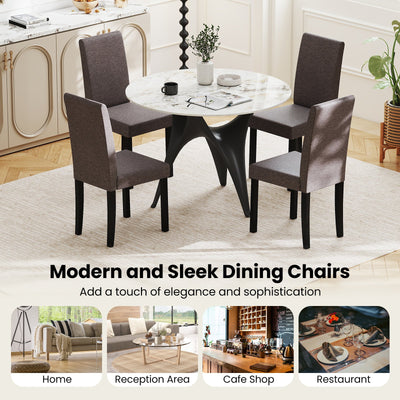 Set of 2 Dining Chair Mid-Century Modern Fabric Upholstered Parson Chairs-Brown