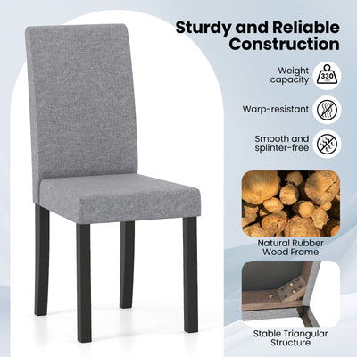 Set of 2 Dining Chair Mid-Century Modern Fabric Upholstered Parson Chairs-Light Gray