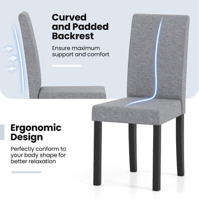 Set of 2 Dining Chair Mid-Century Modern Fabric Upholstered Parson Chairs-Light Gray