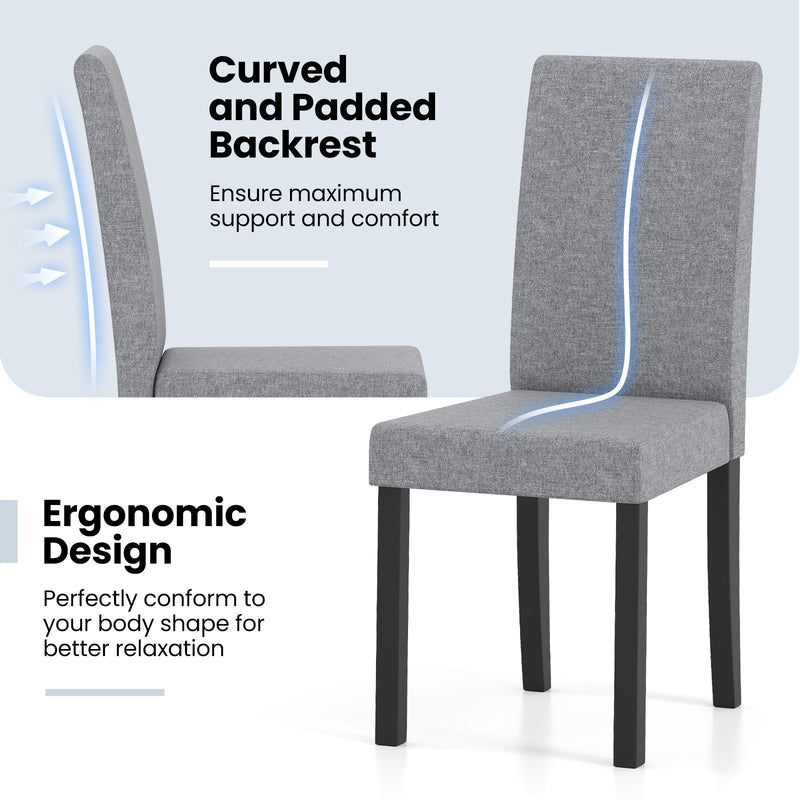 Set of 2 Dining Chair Mid-Century Modern Fabric Upholstered Parson Chairs-Light Gray