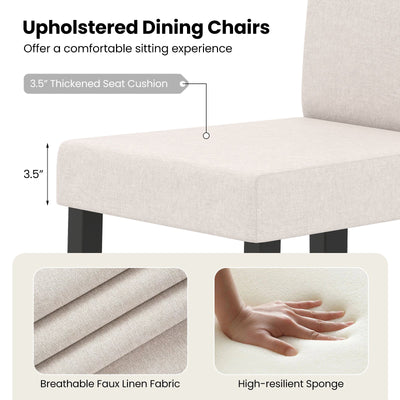 Set of 2 Dining Chair Mid-Century Modern Fabric Upholstered Parson Chairs-Beige