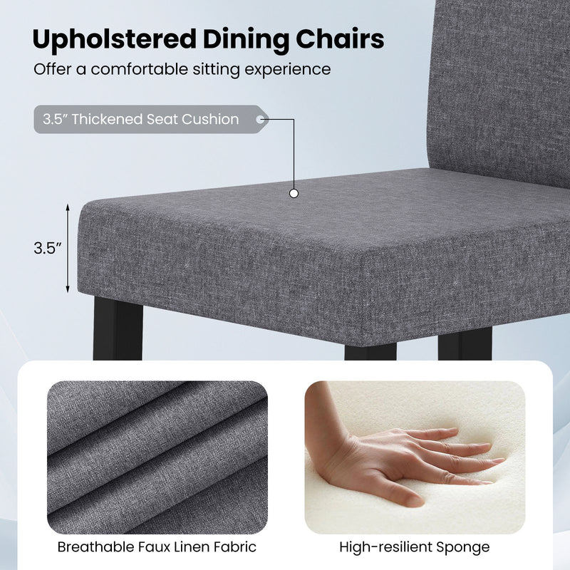 Set of 2 Dining Chair Mid-Century Modern Fabric Upholstered Parson Chairs-Dark Gray