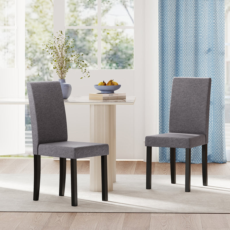Set of 2 Dining Chair Mid-Century Modern Fabric Upholstered Parson Chairs-Dark Gray